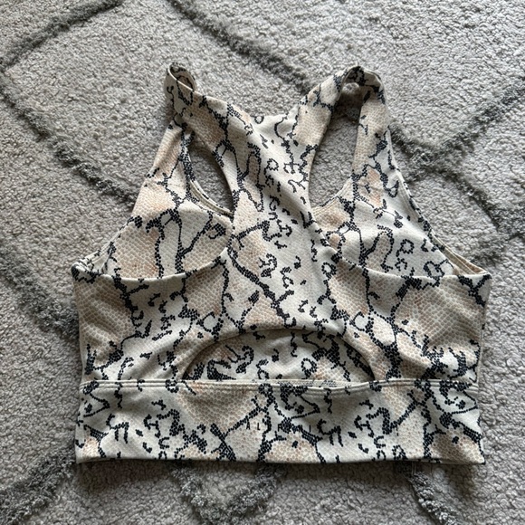 All Fenix White Python Racer back Bra Crop Gym crop Top cream tan black large - Picture 5 of 7